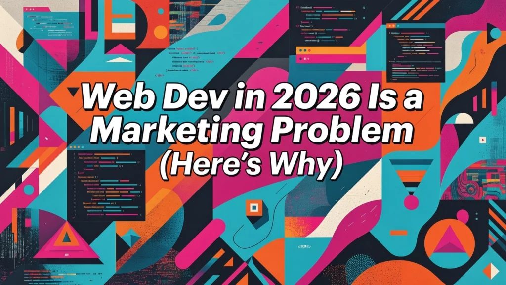 Professional header image for industry analysis: Web Dev in 2026 Is a Marketing Problem (Here's Why)
