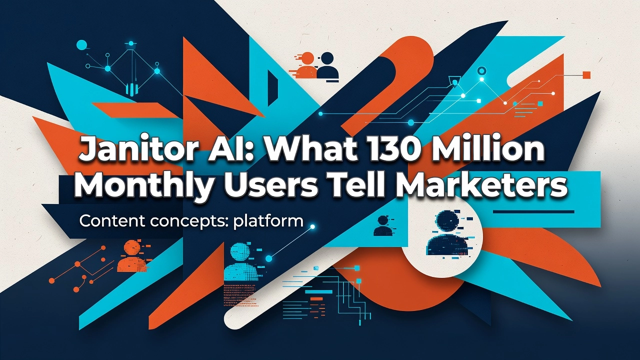 Professional header image for industry analysis: Janitor AI: What 130 Million Monthly Users Tell Marketers