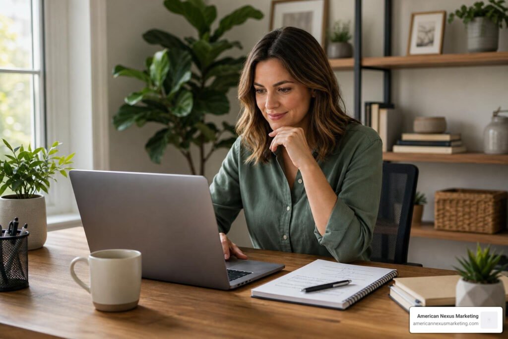 small business owner planning email campaign