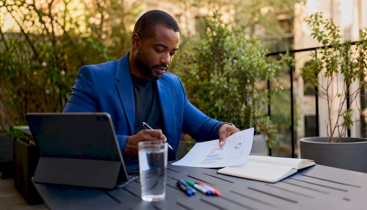 Brand manager reviewing AI visibility platform data